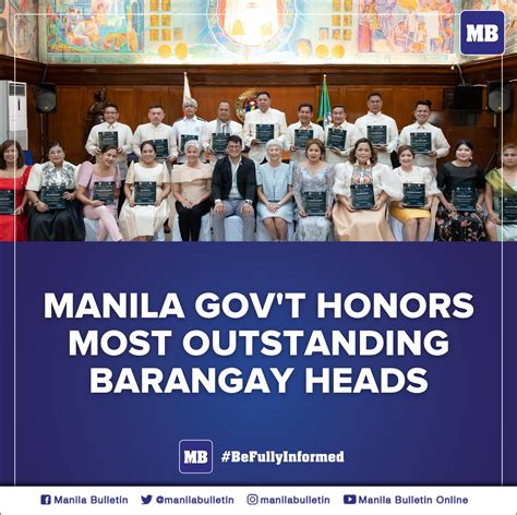 barangay bureau|Manila gov't honors 18 most outstanding barangay heads.